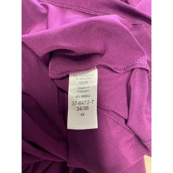 Woman Within 4X (34/36) Purple Tunic Top 3/4 Sleeve Asymmetrical Hem Stretchy - Picture 4 of 4